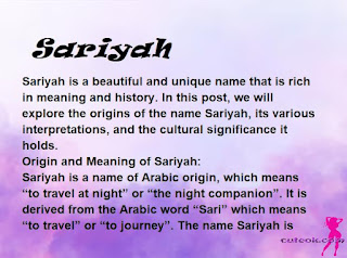 meaning of the name "Sariyah"