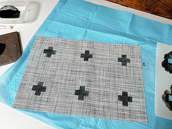 stenciled cross pattern placemat