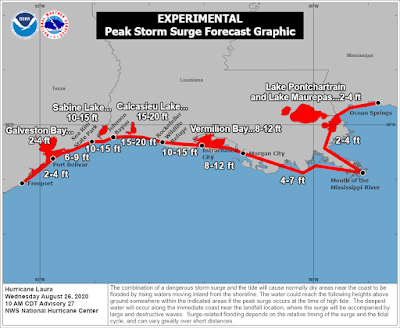 Hurricane Laura storm surge forecast