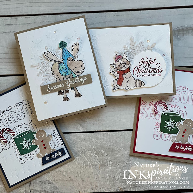 Selection of cards created for this month's Cards with Angie Class at StoryPoint-Waterville (fronts) | Nature's INKspirations by Angie McKenzie