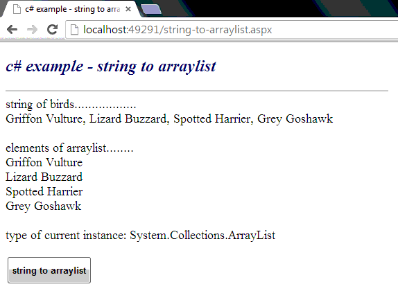 C# - How To Convert A String To An Arraylist