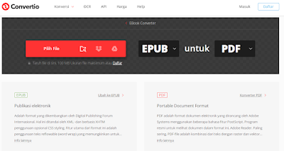 Konversi format epub, MOBI, LIT, dan LRF ke PDF di Manybooks