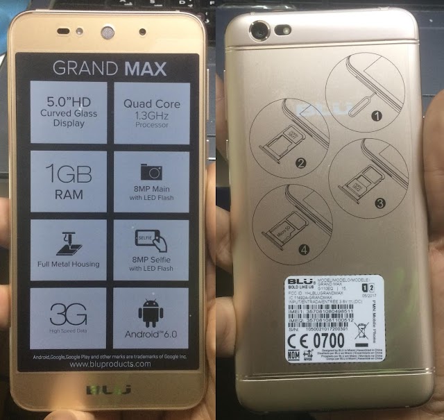 BLU Grand Max Flash File 2nd MT6580 6.0 Stock ROM