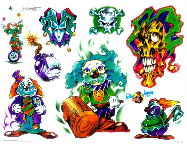 evil clown tattoo designs