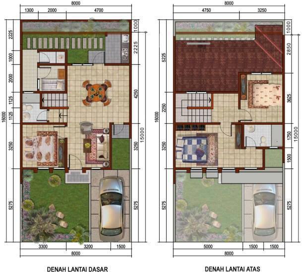 Gambar Denah Rumah Minimalis 2 Lantai