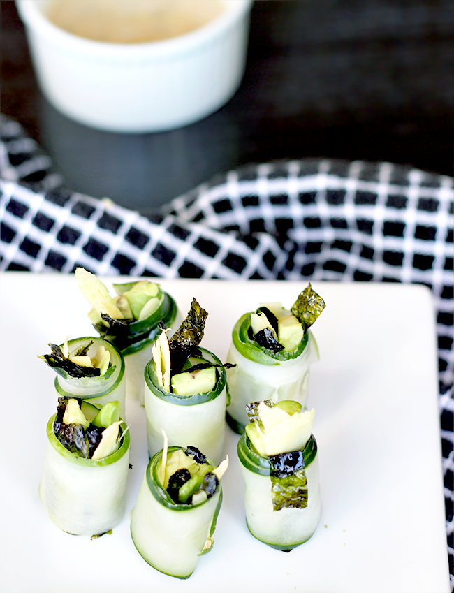 CUCUMBER AVOCADO SEAWEED ROLL-UPS