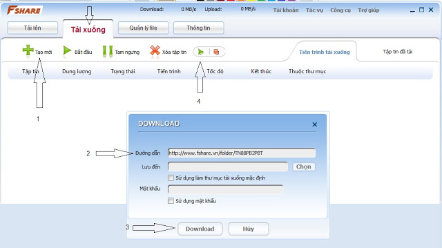 Cách download bằng tài khoản Vip kết hợp với Fshare tool và IDM