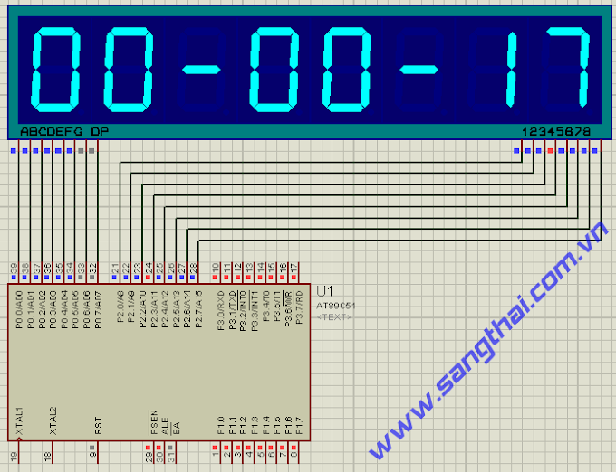 Đồng hồ số dùng timer tạo thời gian trễ.