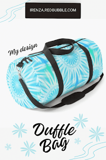 Blue mandala flower pattern Duffle bag.