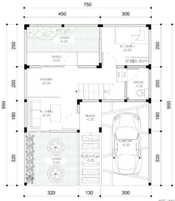 Jual Rumah Perumahan D’Azzam Village Cimahi Bandung Barat denah rumah tipe 52