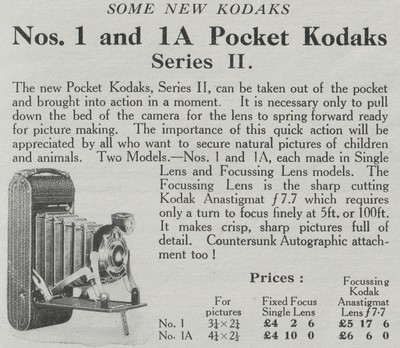 Nos. 1 and 1A pocket Kodak Series II