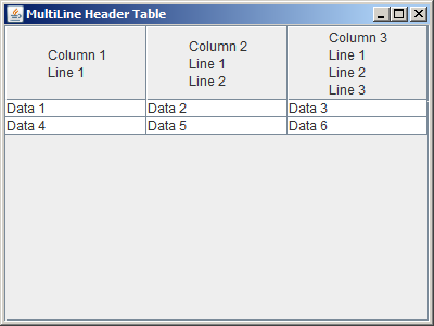 How To Create a JTable With Multi-Line Header In Java Netbeans