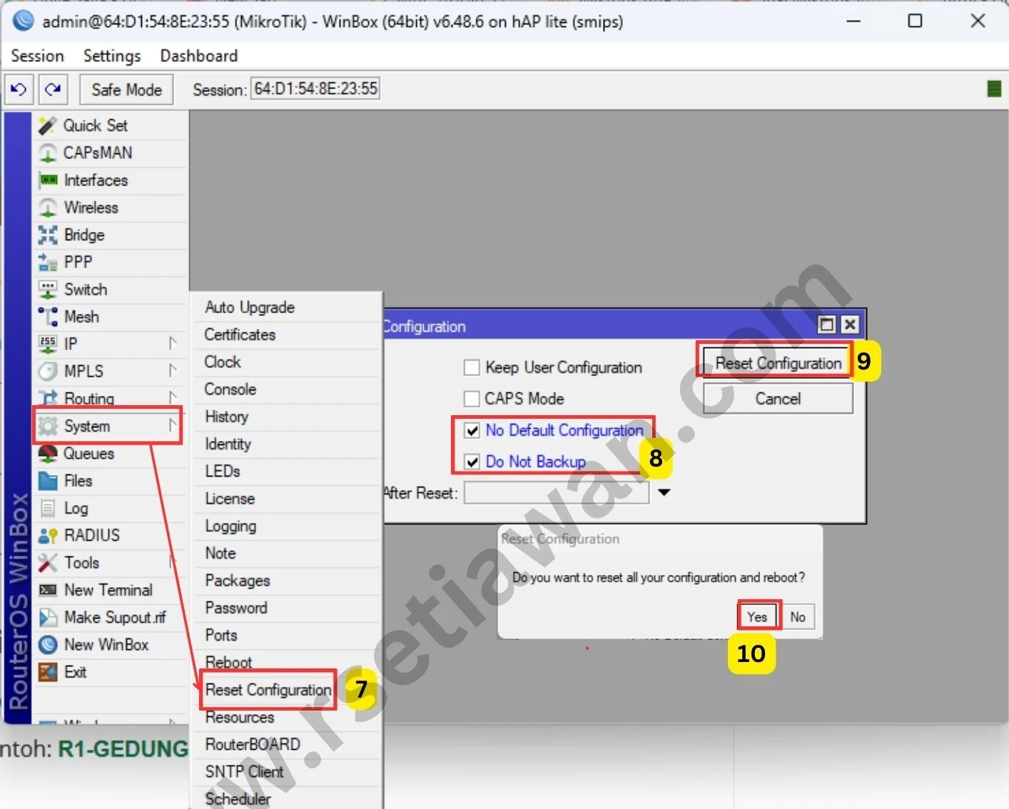 Reset mikrotik kembali ke pengaturan awal