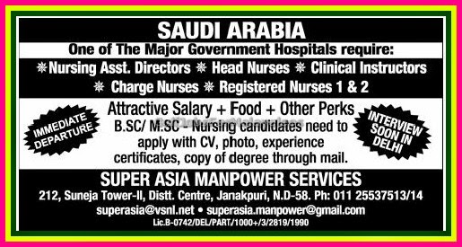 Major Govt Hospital Jobs for KSA Attractive Salary and Food