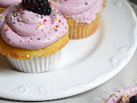 Perfect Vanilla Cupcake with Fresh Blackberry Cream Cheese Frosting (super moist & fluffy!)