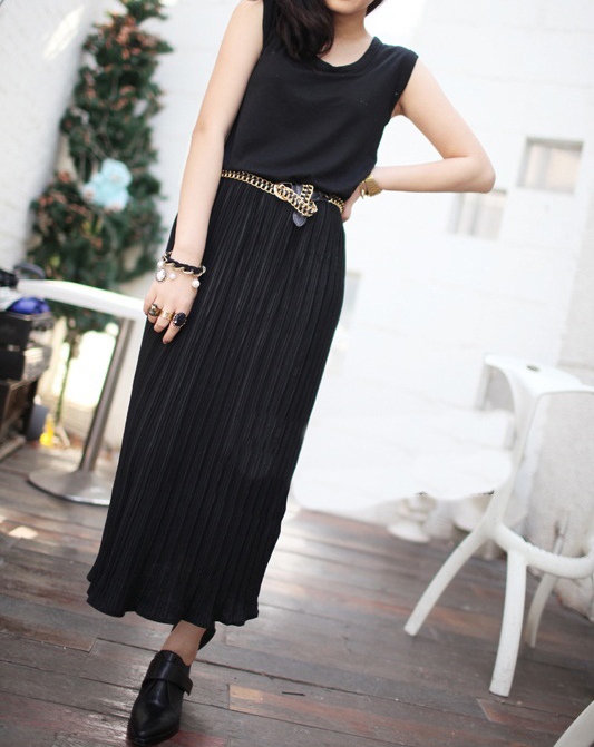 mazzy side cutout dress. Pleated Long Dress 2