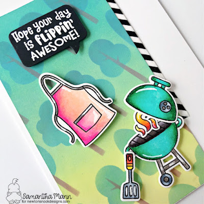 Flippin' Awesome Day Card by Samantha Mann for Newton's Nook Designs, Grill, BBQ, Father's Day, Distress Oxide Inks, Ink Blending, Speech Bubble, #distressoxide #inkblending #newtonsnook #newtonsnookdesigns #fathersday #grill #bbq