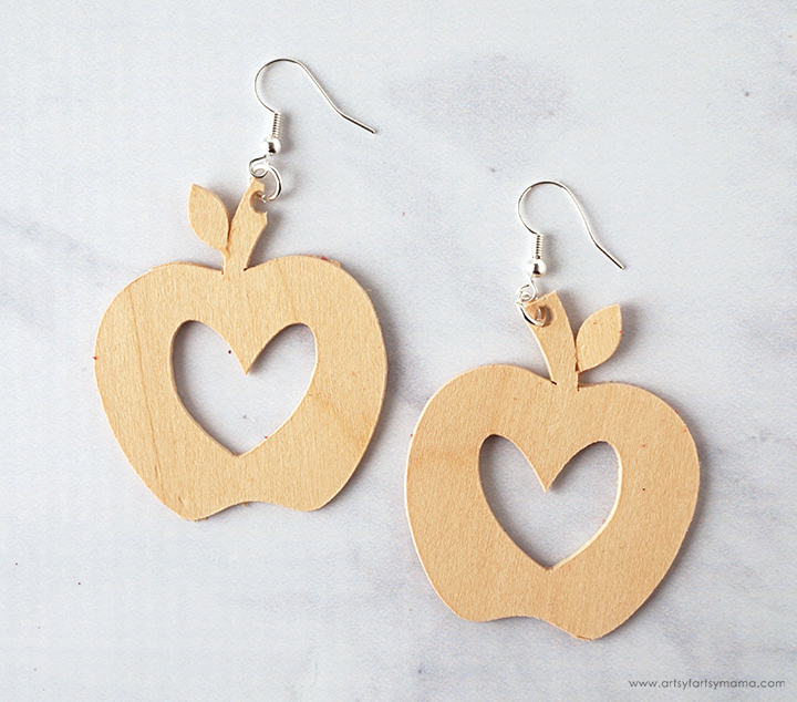 DIY Teacher Apple Earrings with 12 Free Earring Cut Files