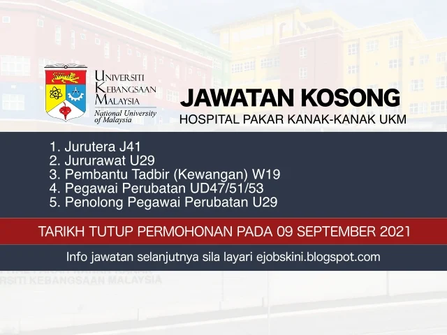 Jawatan Kosong Hospital Pakar Kanak-Kanak UKM (HPKK UKM) September 2021