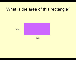 Find the area of a rectangle 5 by 3 © Katrena