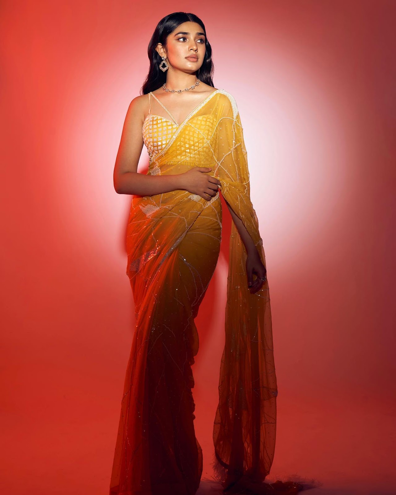 krithi shetty saree backless blouse south actress