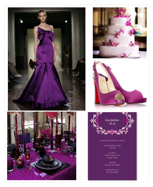 pink purple wedding invitation