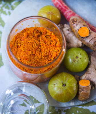 raw turmeric, ginger and amla pickle