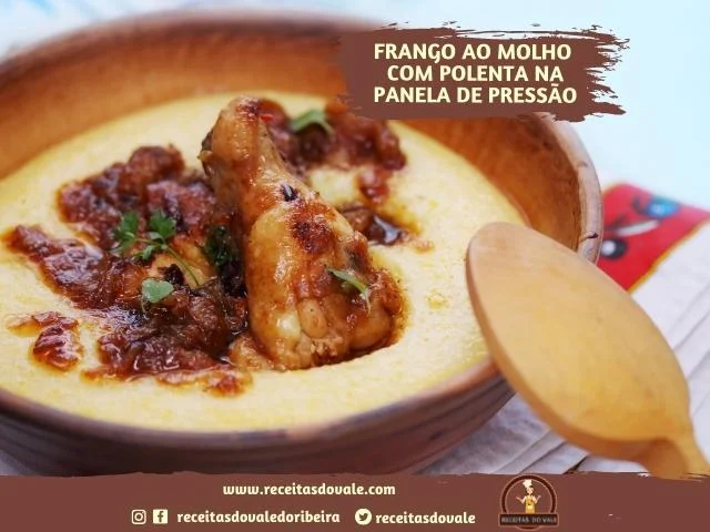 Receita de Frango ao Molho com Polenta na Panela de Pressão