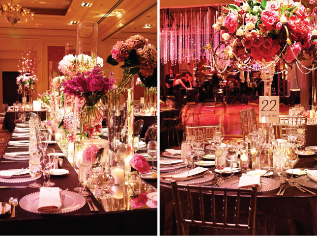  round tables have centerpieces in a classic style
