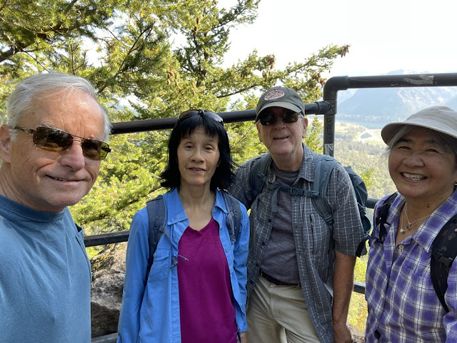 Hiking with friends on Beacon Rock trail, WA