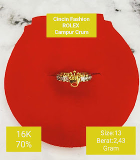 Cincin Emas Fashion ROLEX Campur Crum  16k(70%)