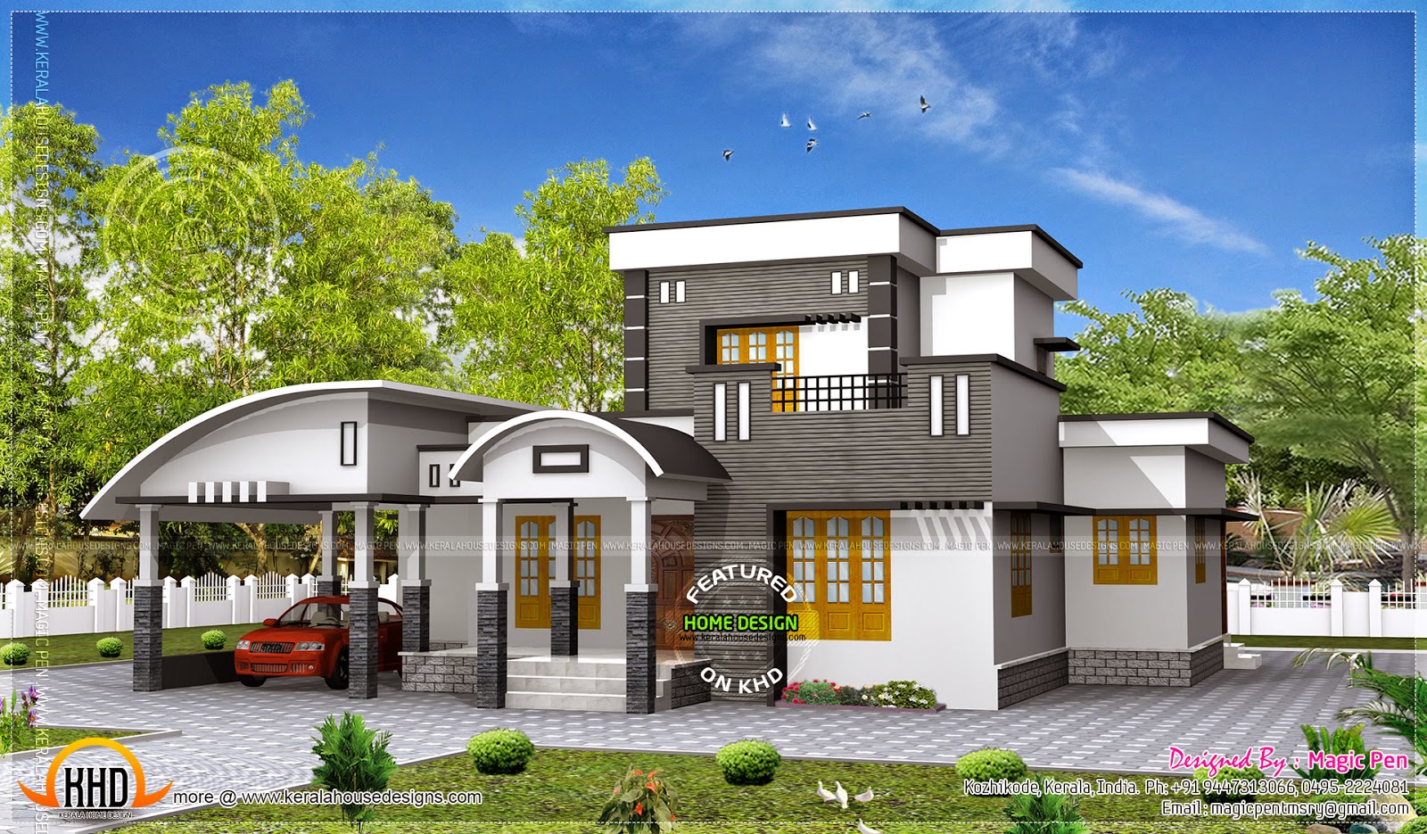 Modern double storied home Kerala home design and floor 