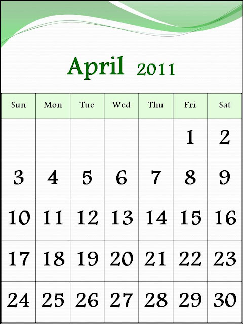 calendar 2011 april template. 2011 Calendar April