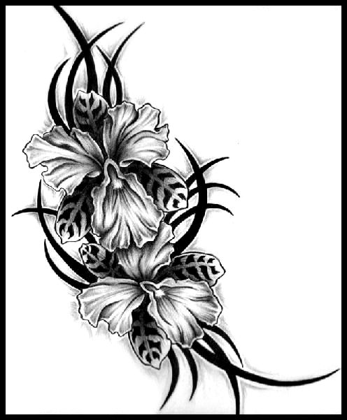 Back Flower Tribal Tattoo Designs