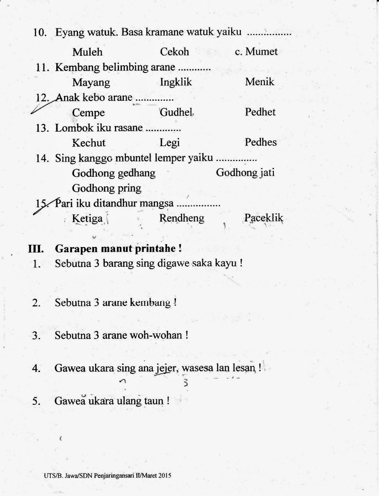 Kelas 2 SD Semester Genap TA 2014 2015 Kurikulum 2013