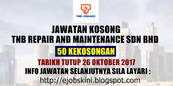 Jawatan Kosong Terkini di TNB Remaco - 26 Oktober 2017