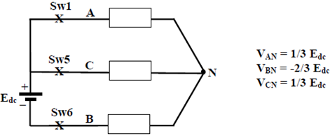 Schematic load circuit during conduction of Sw5, Sw6 and Sw1