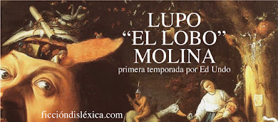 cuadro de El Bosco junto al título de la obra Lupo el Lobo Molina del blog ficciondislexica.com