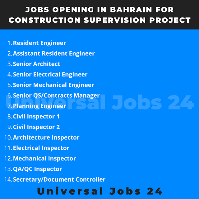 Jobs Opening In Bahrain for Construction Supervision Project