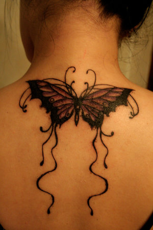 Upper-Back Butterfly Tattoos for Women