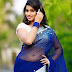 Beautiful Desi Diva latest Blue Transparent Saree photos with backless blouse 