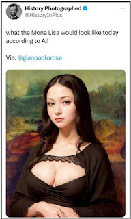 A Tweete of AI generated art of the Mona Lisa