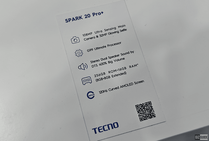 Key specs of the TECNO SPARK 20 Pro+