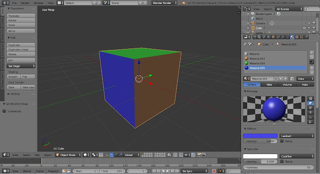 Hasil pewarnaan menggunakan material blender 3d