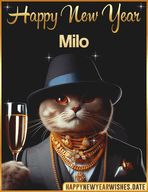 Happy New Year Cat Funny Gif Milo