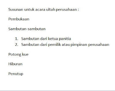 Susunan Acara Ulang Tahun Perusahaan dan Sekolah ~ Info Ultah