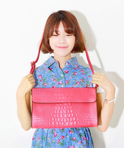 Faux Crocodile Skin Clutch