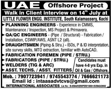 Offshore Job Vacancies for UAE