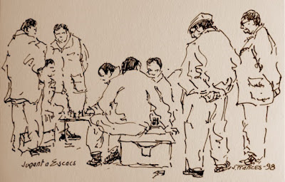 Dibujo de Joaquim Francés i Martínez - Jugando al ajedrez - 1998