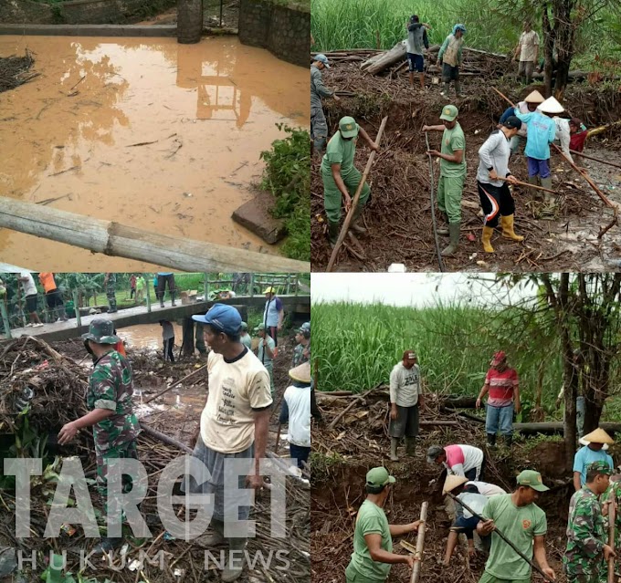 Soliditas TNI, Koramil Margorejo Bersama TIM Gabungan Bersihkan Sungai Langkir